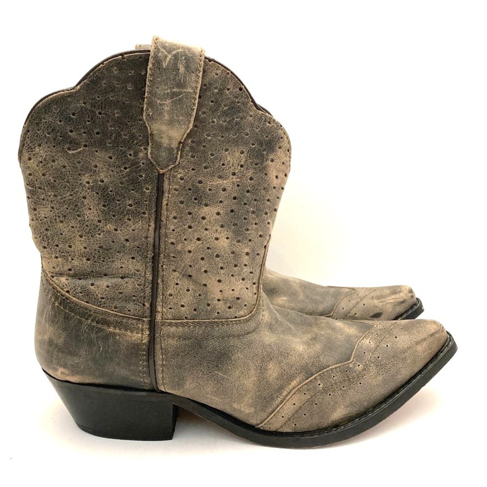 Smoky Mountain Western Ankle Boot 6614Y Youth 7D Womens 9 Brown‎ Distressed